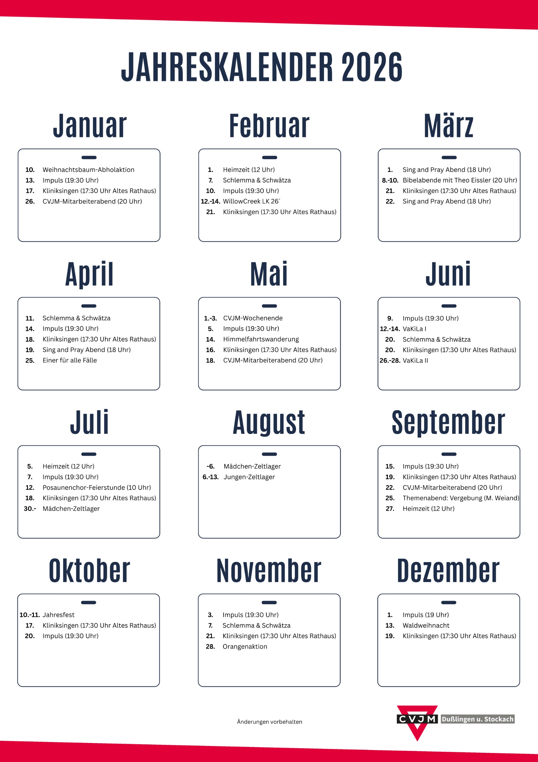 Jahreskalender 2026